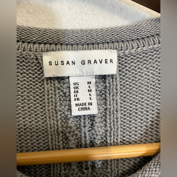 Susan Graver Womens Sweater Tunic Cable Knit Grey size M - Picture 2 of 8